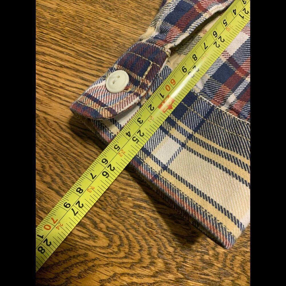 Eddie Bauer Shirt Mens Large Yellow Blue Plaid Long Sleeve Flannel Button Up - Picture 7 of 7